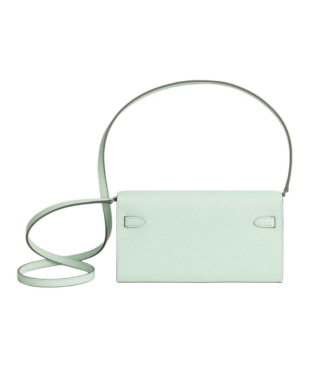 HERMES Бирюзовая кожаная сумка через плечо, фото 2