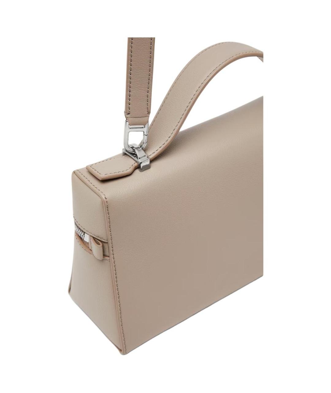 LORO PIANA Бежевая кожаная сумка через плечо, фото 5