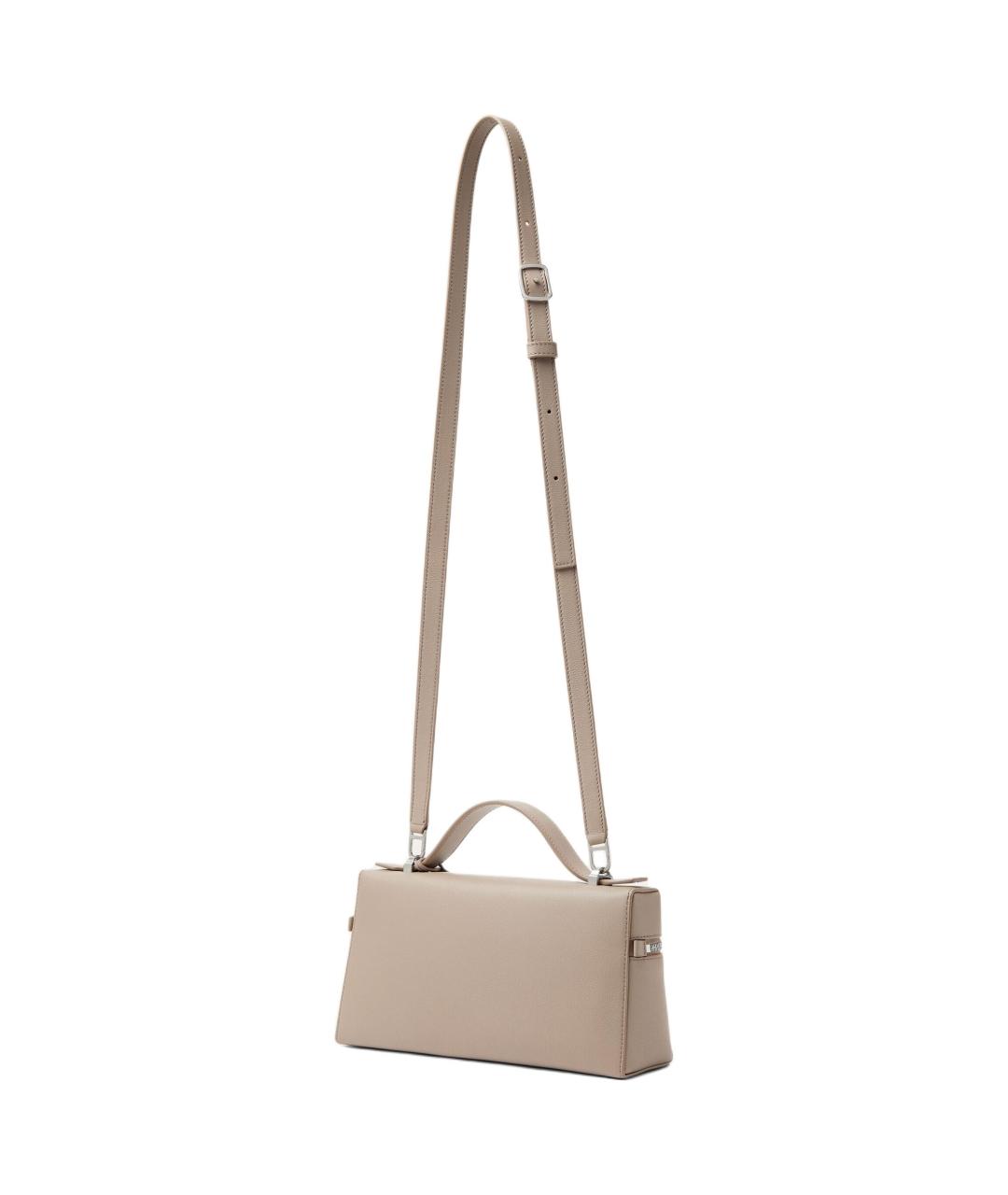 LORO PIANA Бежевая кожаная сумка через плечо, фото 2