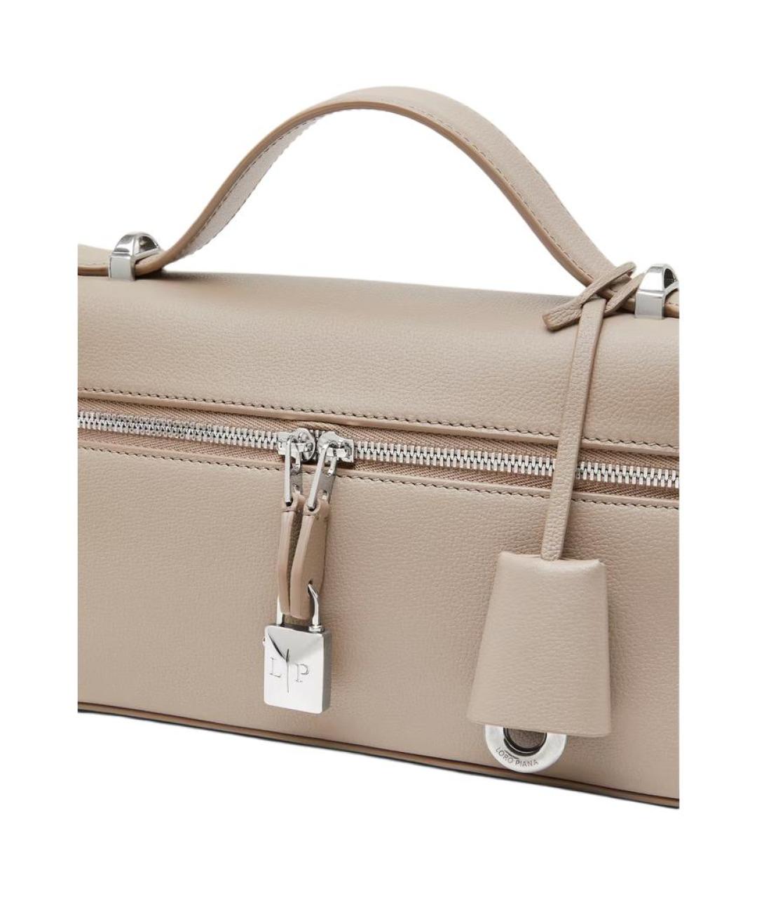 LORO PIANA Бежевая кожаная сумка через плечо, фото 3
