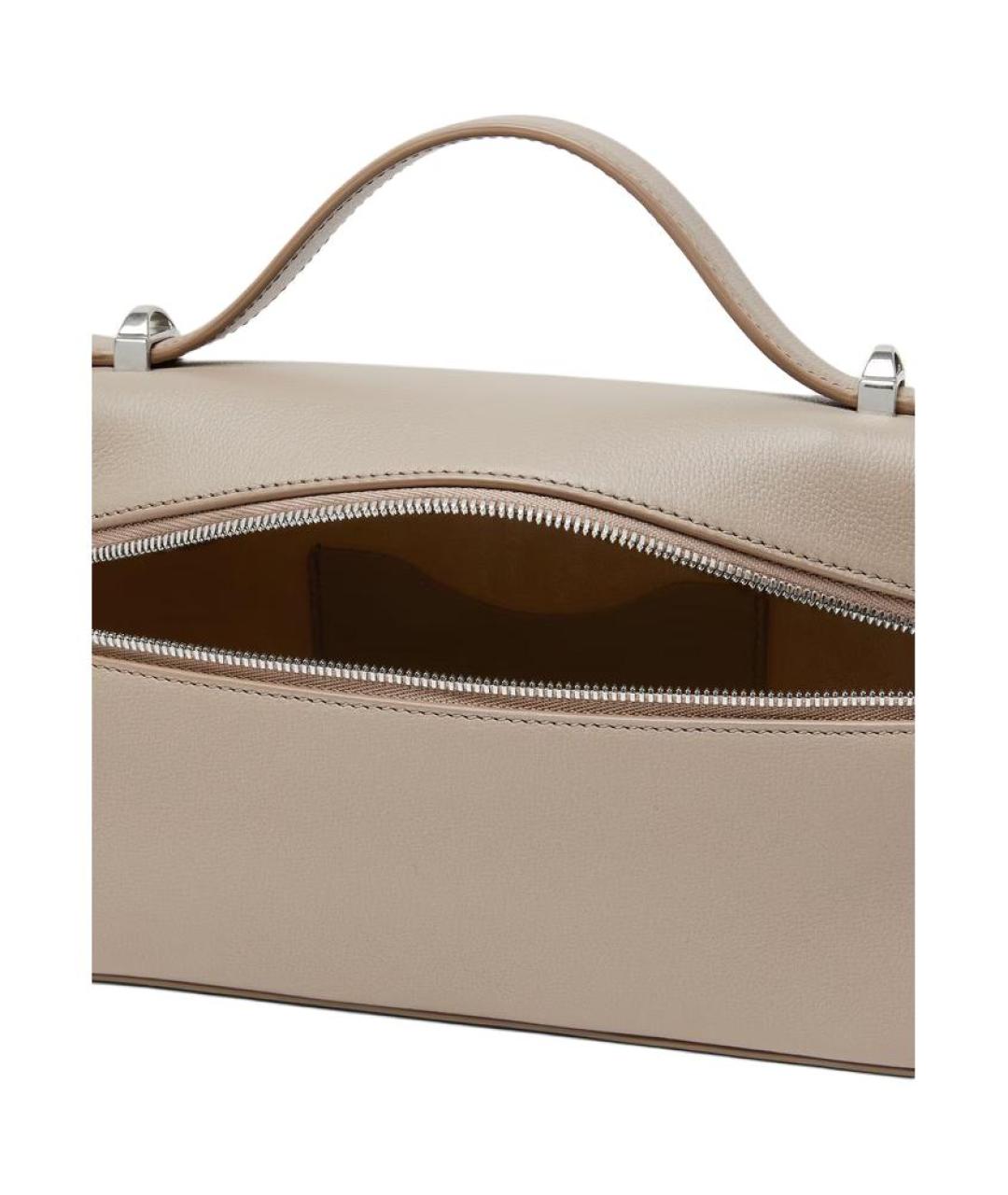 LORO PIANA Бежевая кожаная сумка через плечо, фото 4