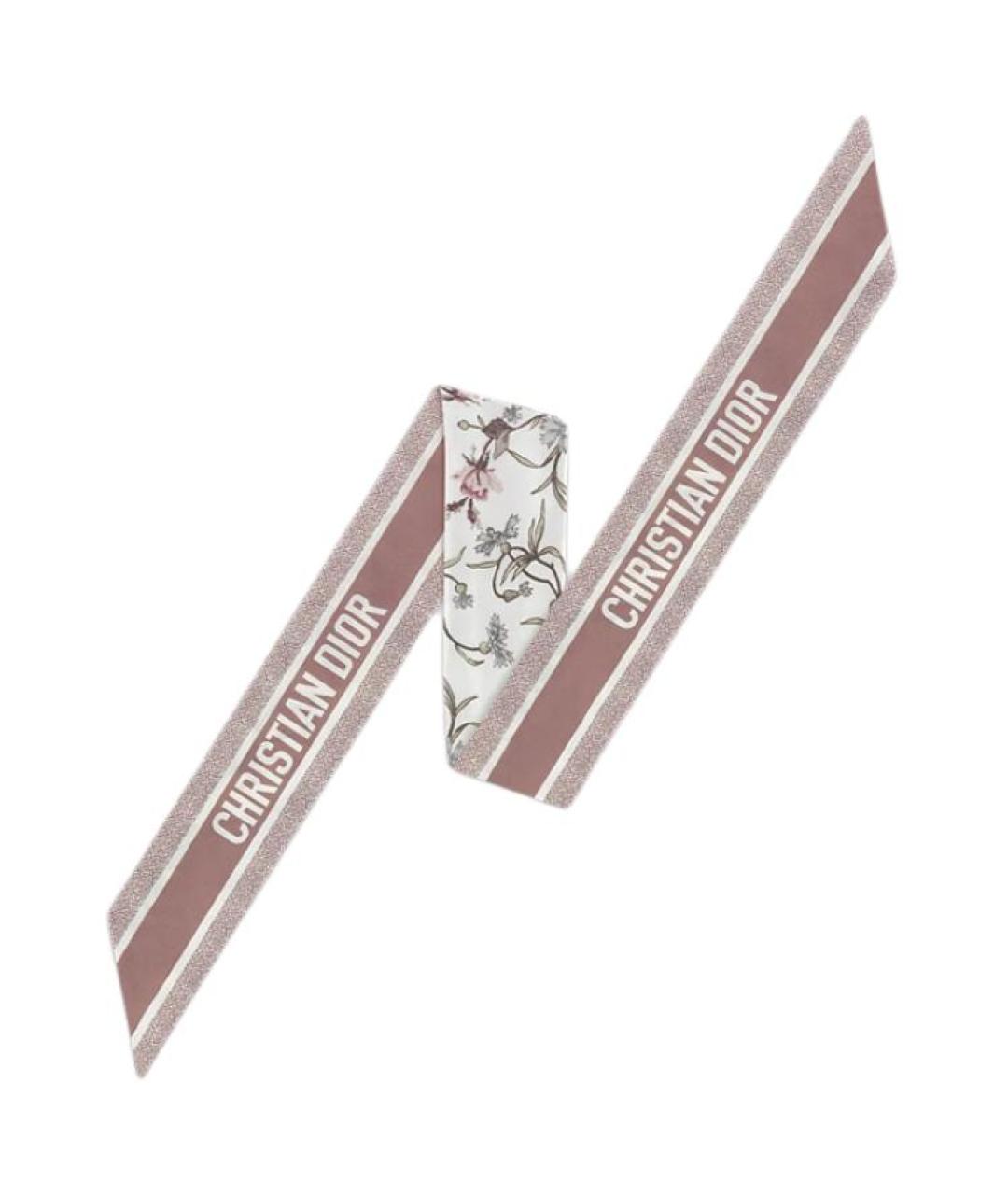 CHRISTIAN DIOR Белый шелковый шарф, фото 2