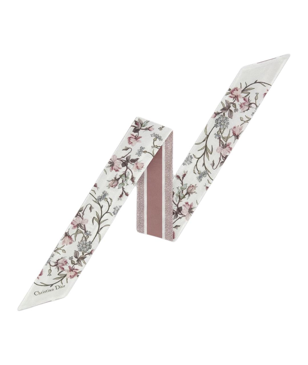 CHRISTIAN DIOR Белый шелковый шарф, фото 1