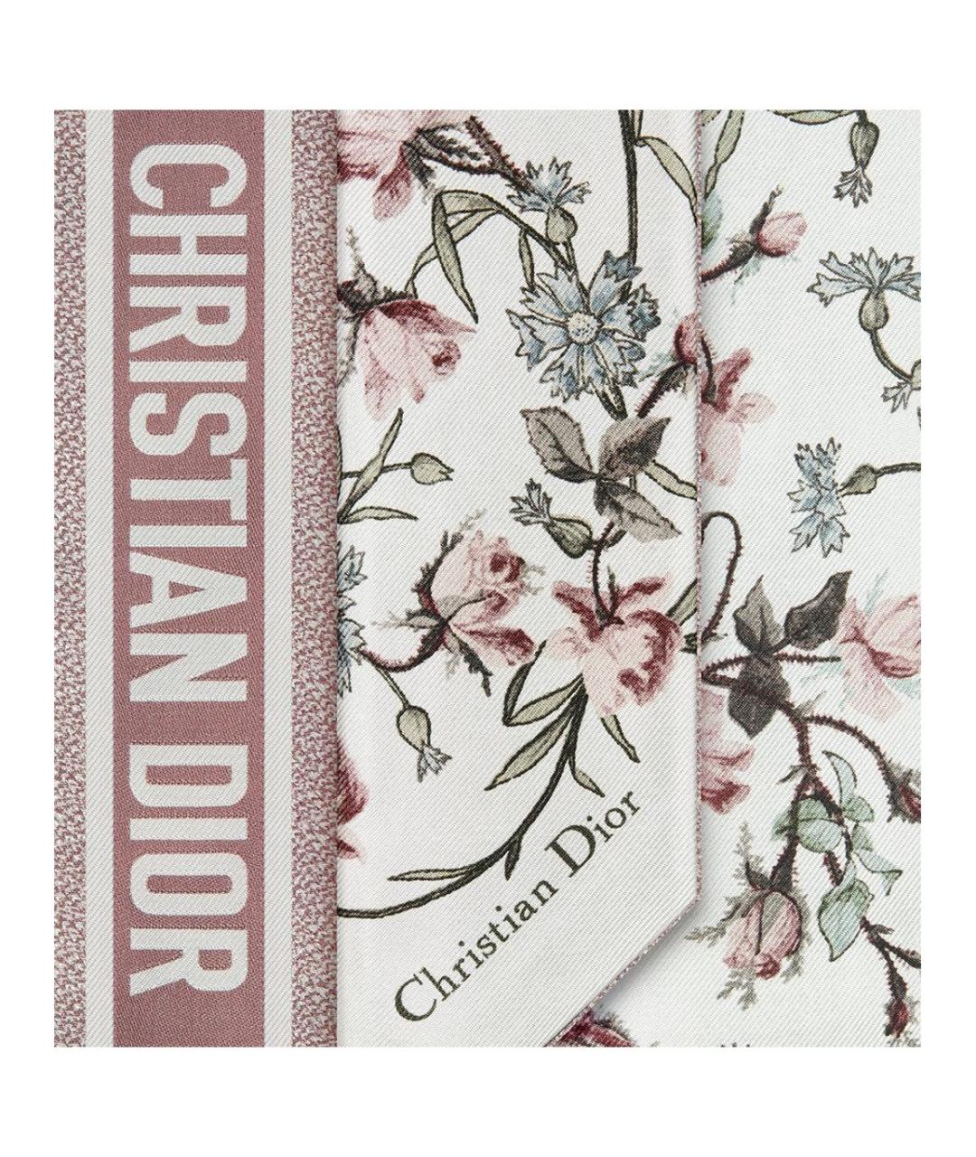 CHRISTIAN DIOR Белый шелковый шарф, фото 3
