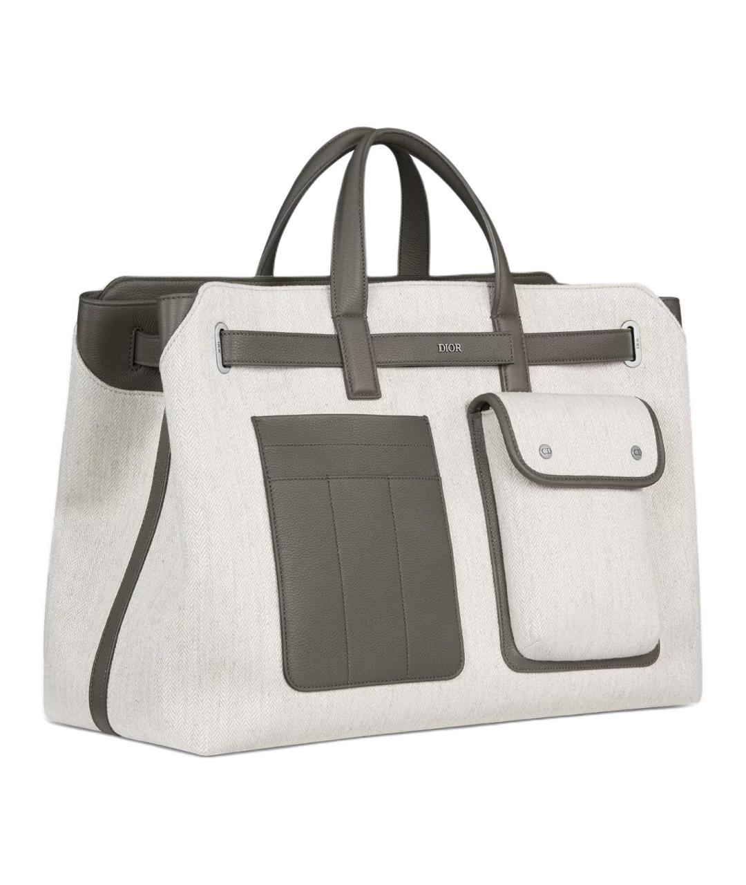 CHRISTIAN DIOR Серая кожаная сумка через плечо, фото 2