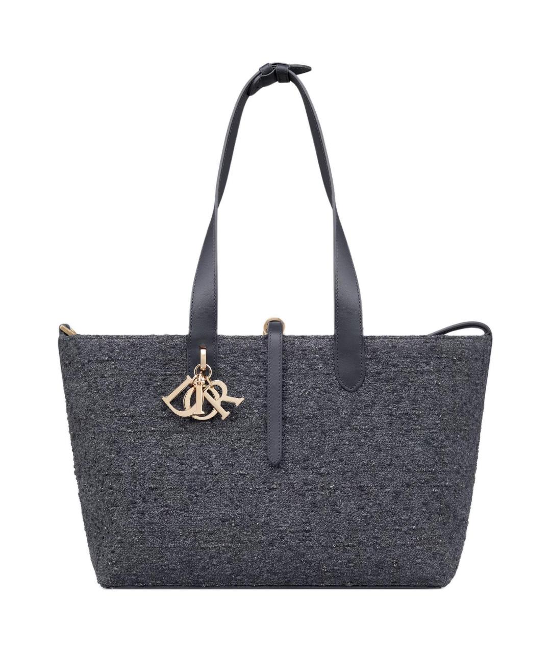 CHRISTIAN DIOR Серая хлопковая сумка через плечо, фото 3