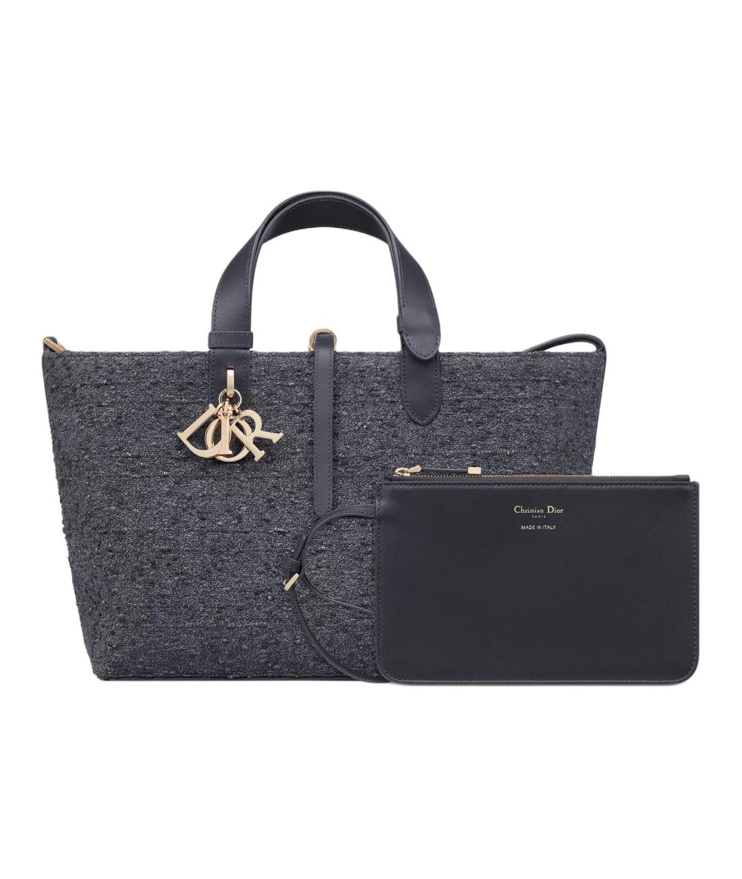 CHRISTIAN DIOR Серая хлопковая сумка через плечо, фото 2