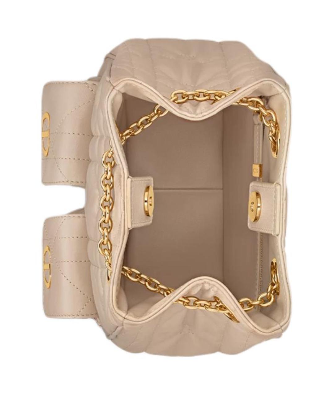 CHRISTIAN DIOR Бежевый кожаный рюкзак, фото 4