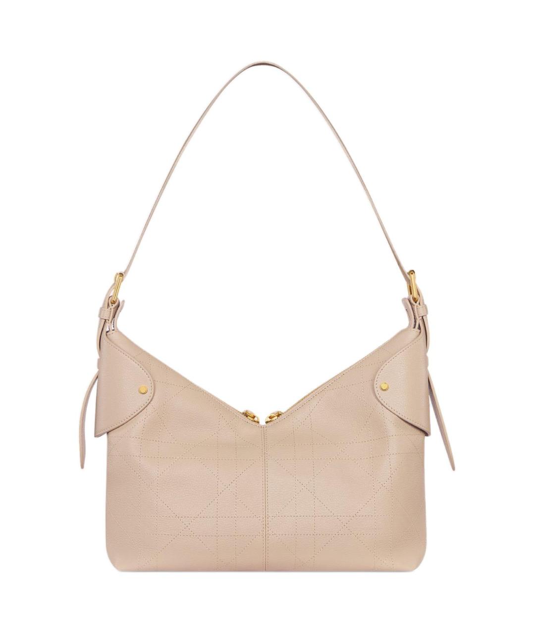 CHRISTIAN DIOR Бежевая кожаная сумка через плечо, фото 3