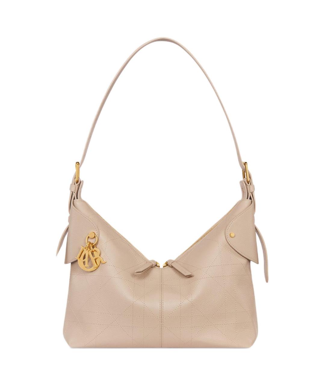 CHRISTIAN DIOR Бежевая кожаная сумка через плечо, фото 1