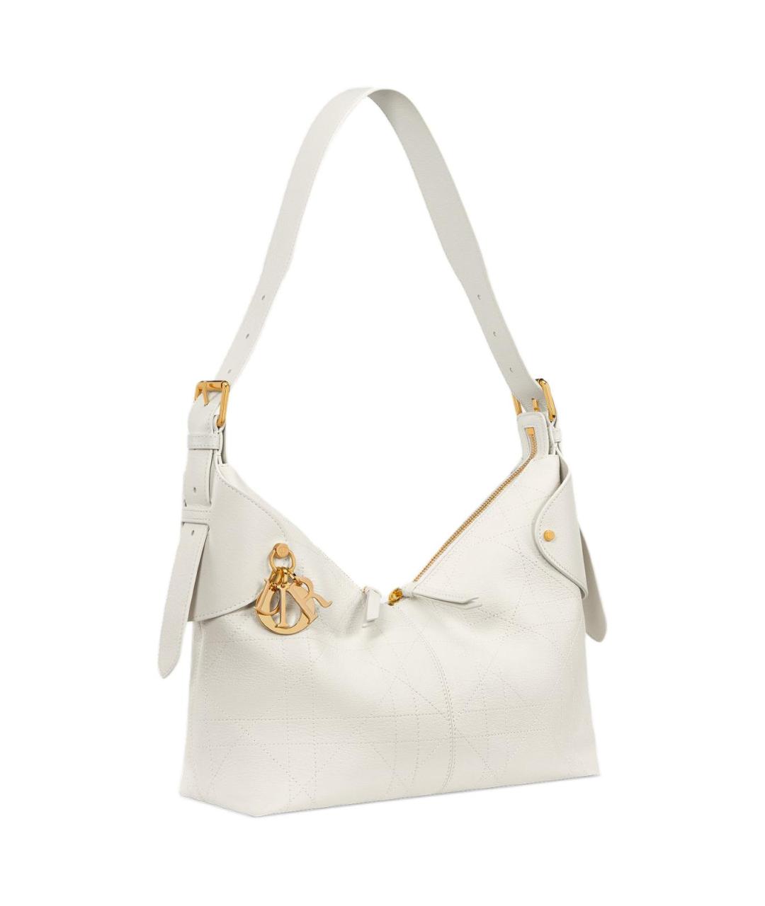 CHRISTIAN DIOR Белая кожаная сумка через плечо, фото 3