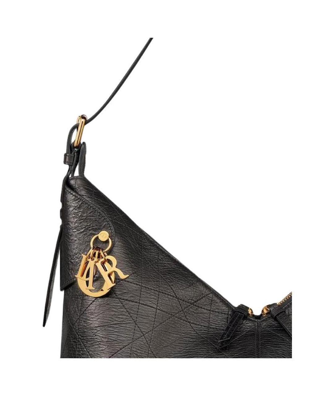 CHRISTIAN DIOR Черная кожаная сумка через плечо, фото 5