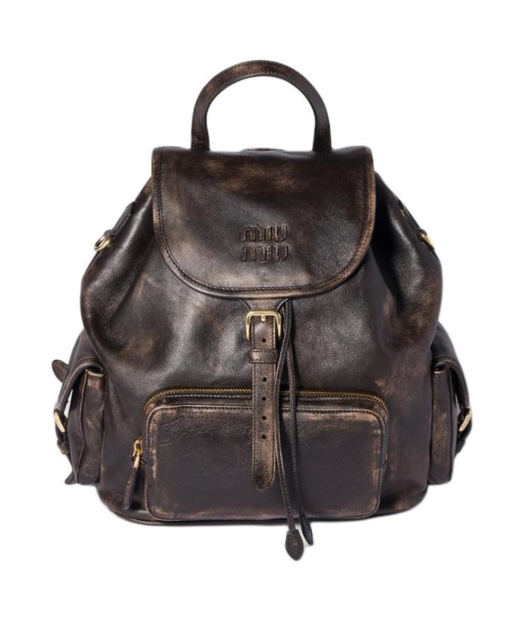 MIU MIU Коричневый кожаный рюкзак, фото 1