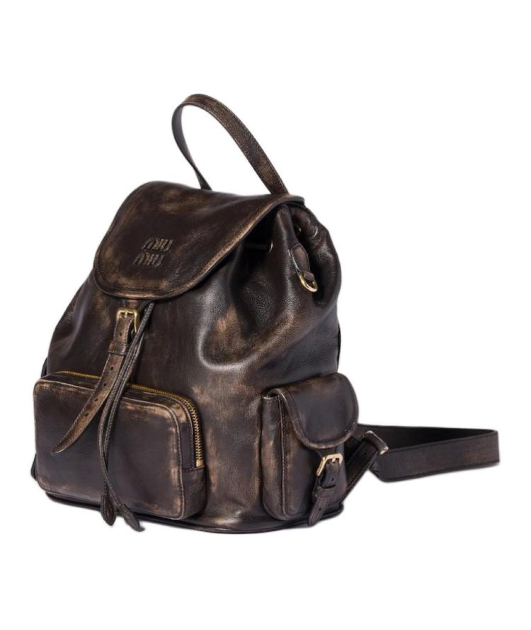 MIU MIU Коричневый кожаный рюкзак, фото 2
