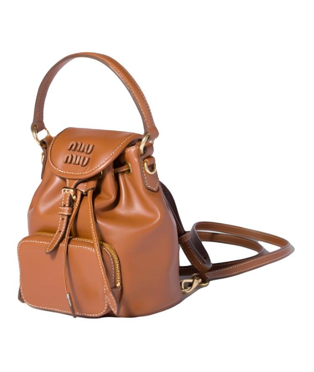 MIU MIU Коричневый кожаный рюкзак, фото 2