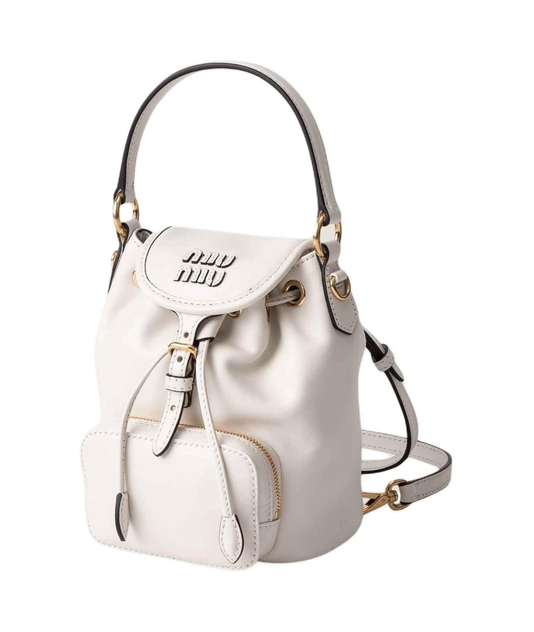 MIU MIU Белый кожаный рюкзак, фото 2