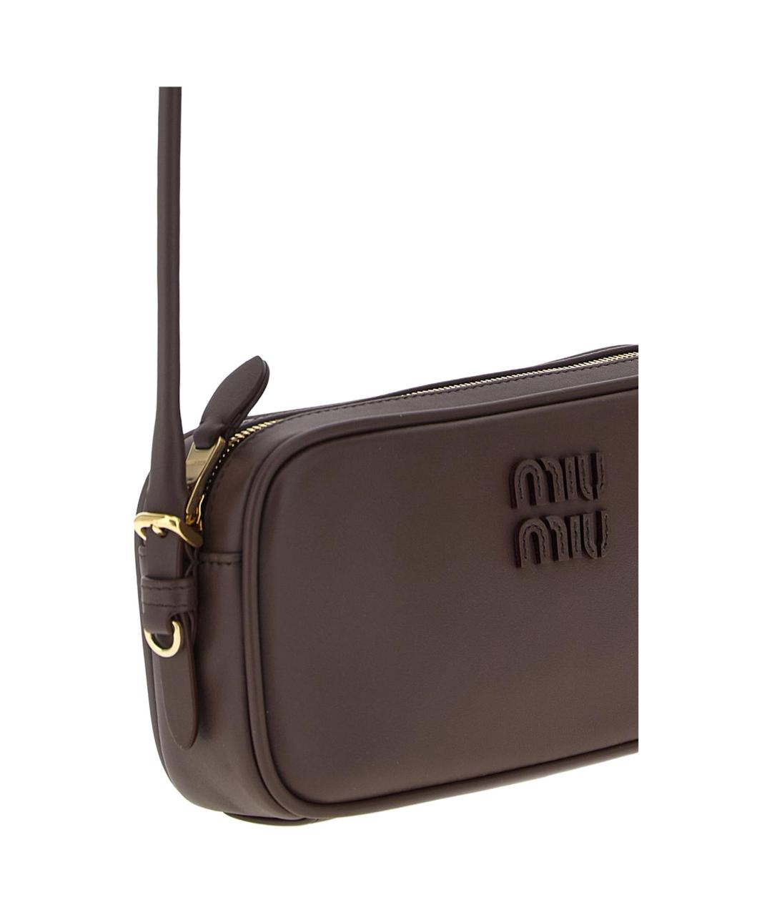 MIU MIU Коричневая кожаная сумка через плечо, фото 3