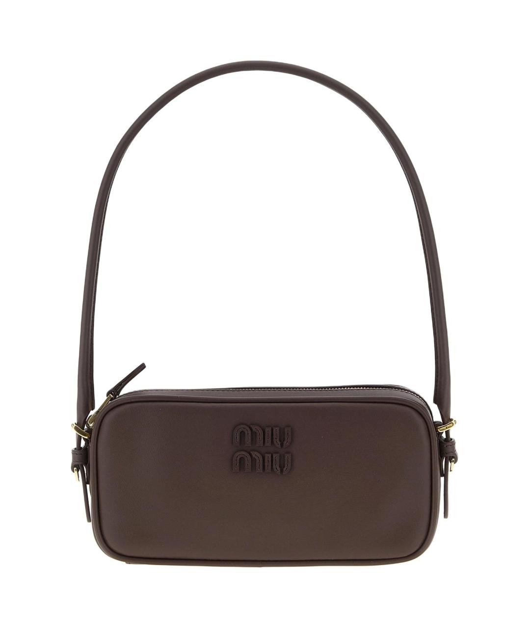 MIU MIU Коричневая кожаная сумка через плечо, фото 1