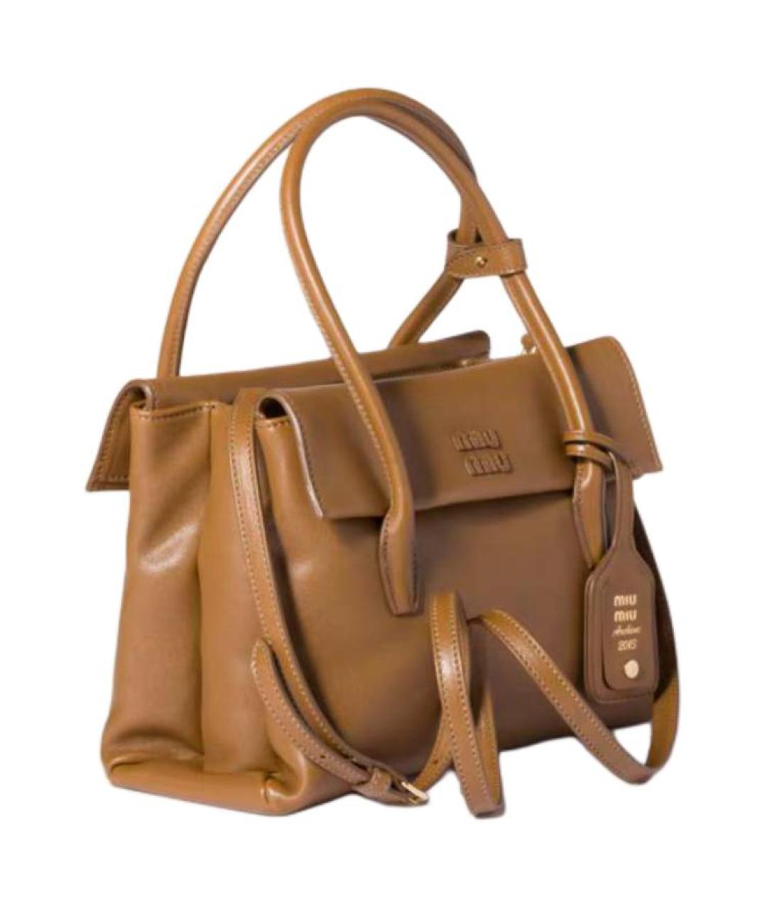 MIU MIU Коричневая кожаная сумка через плечо, фото 2