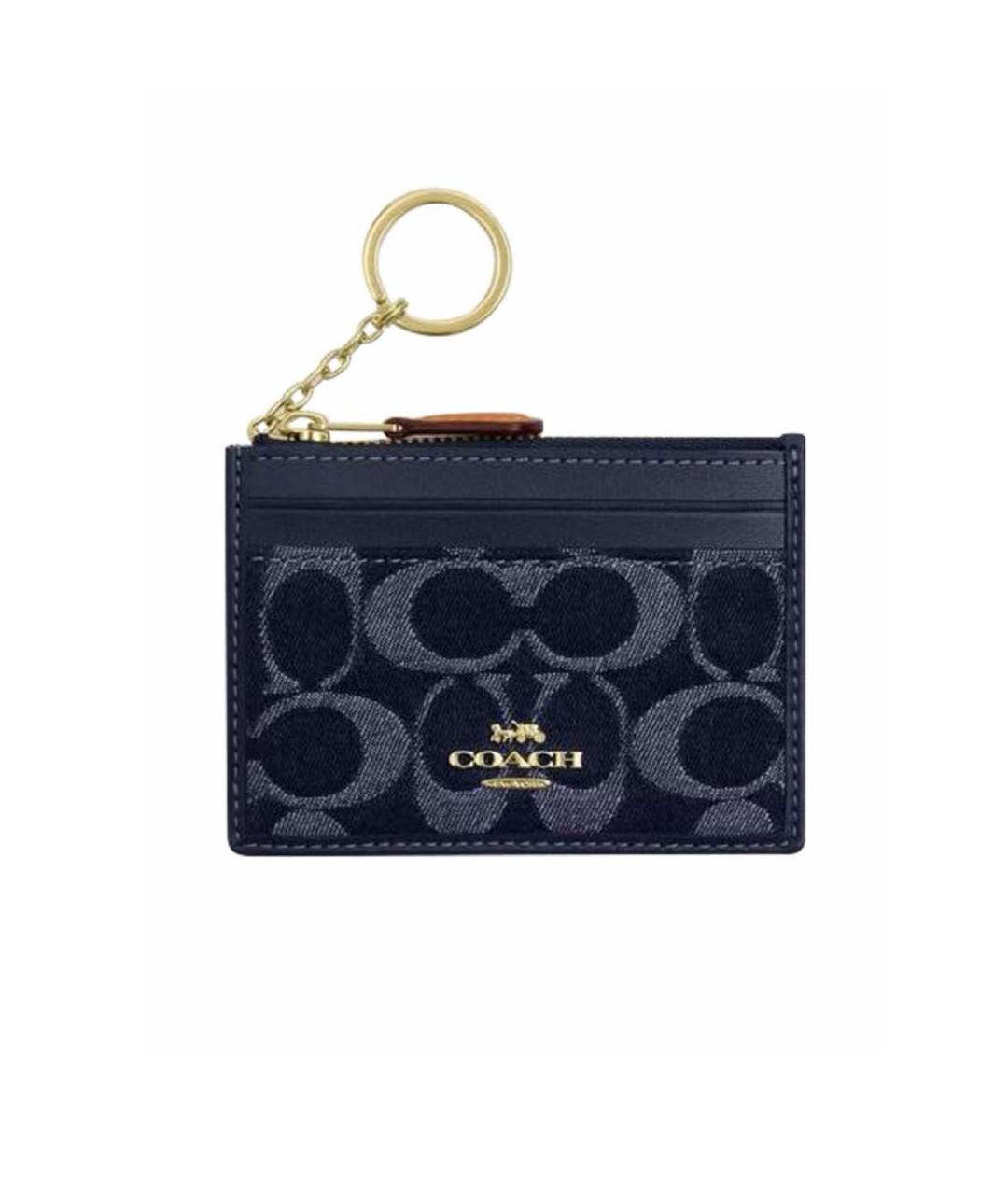 COACH Темно-синий кожаный кардхолдер, фото 1
