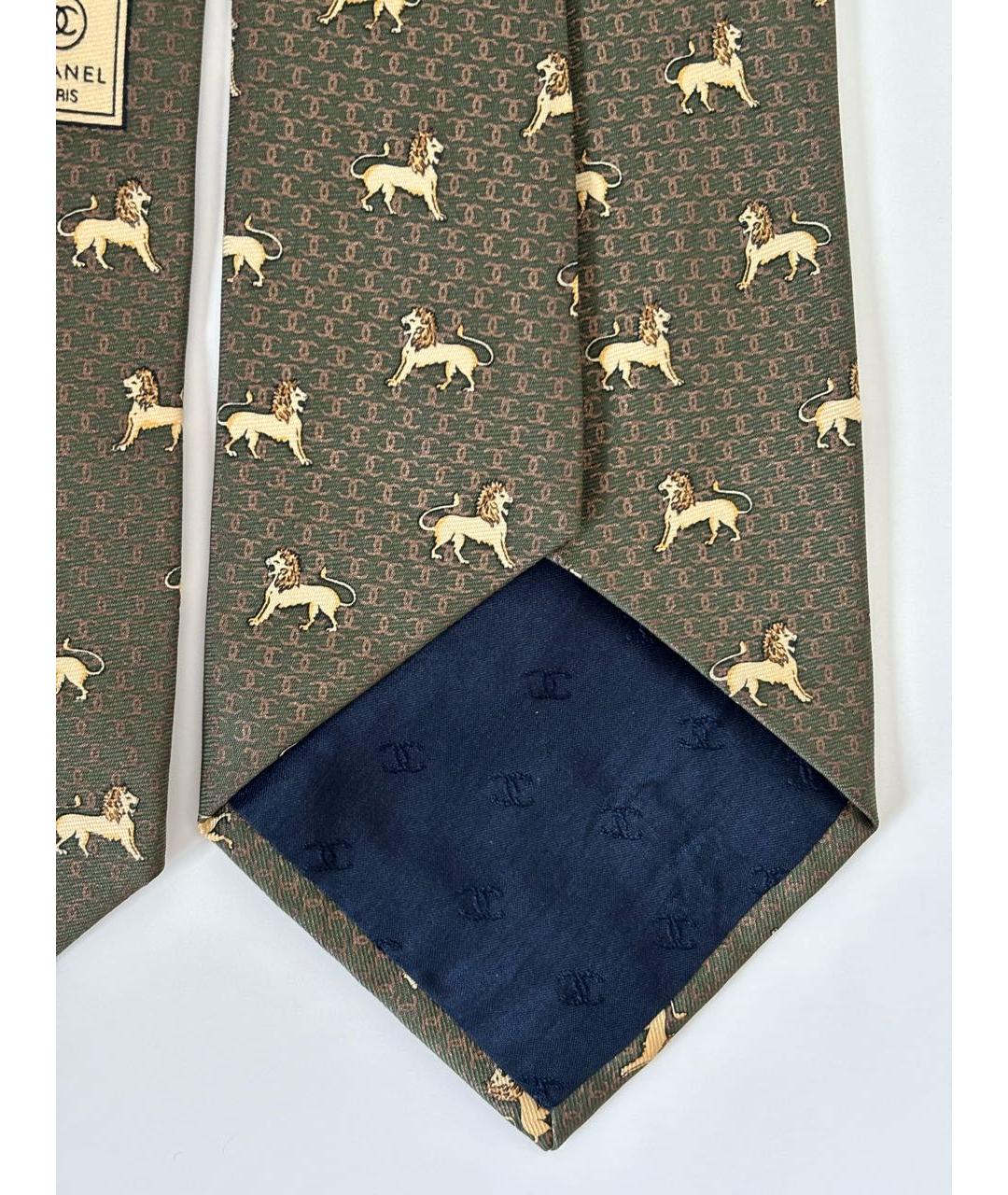 CHANEL Хаки шелковый галстук, фото 5