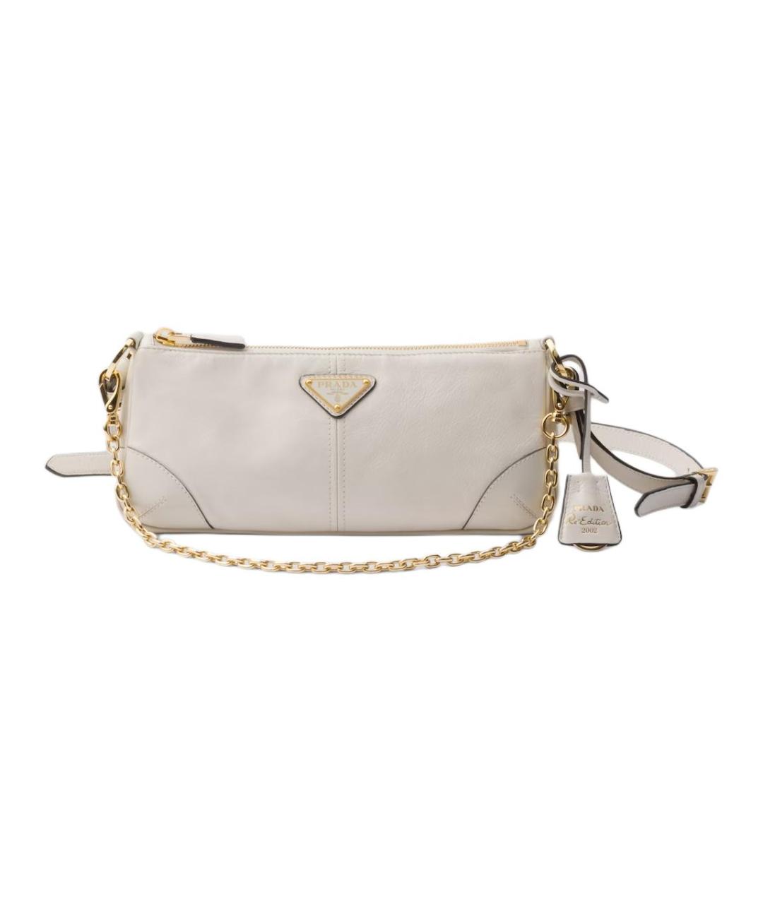 PRADA Белая кожаная сумка через плечо, фото 1