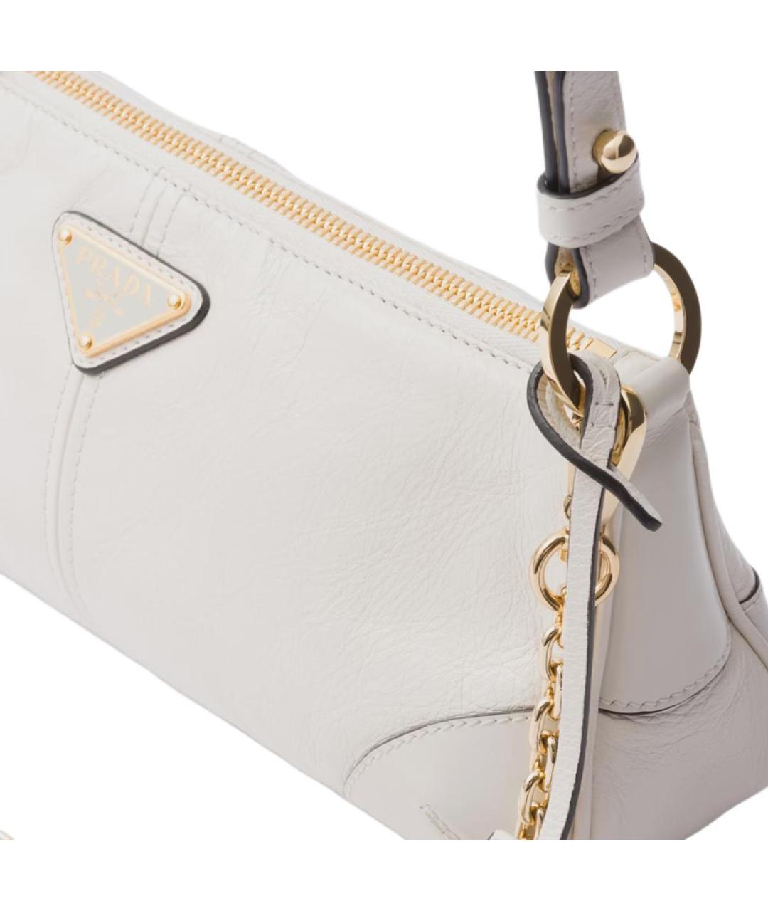PRADA Белая кожаная сумка через плечо, фото 6