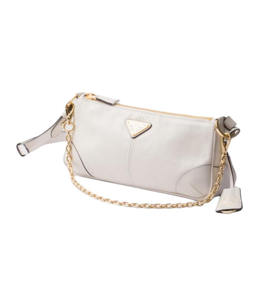 PRADA Белая кожаная сумка через плечо, фото 2