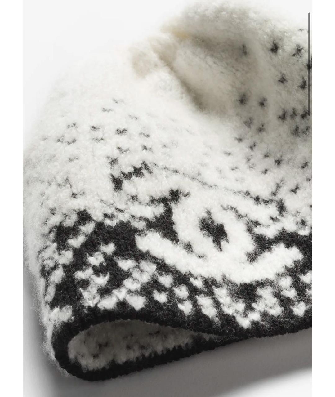 CHANEL Белая шерстяная шапка, фото 2