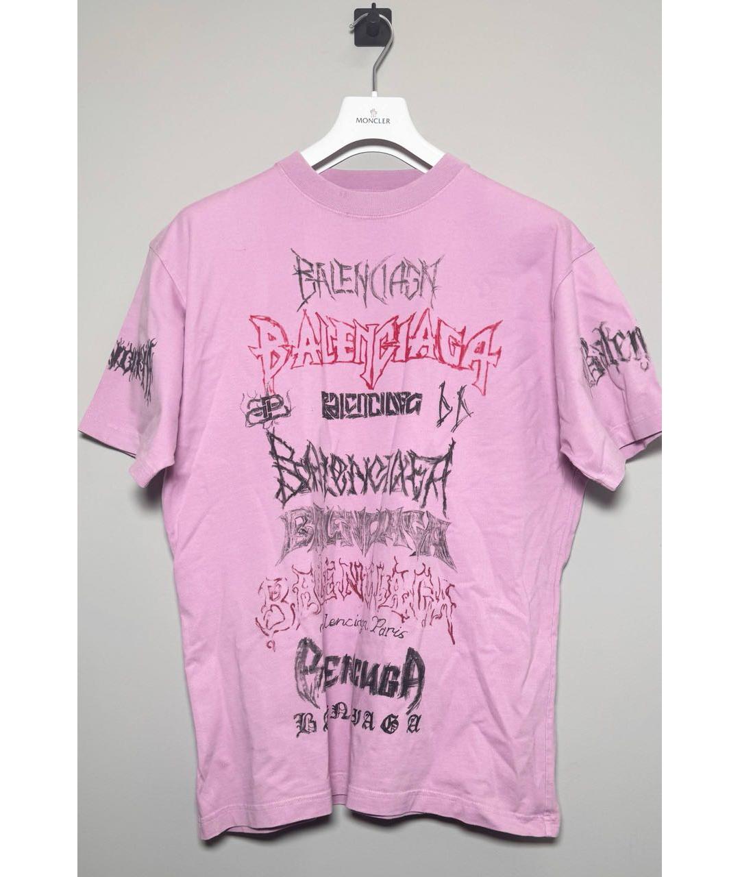 BALENCIAGA Розовая хлопковая футболка, фото 7
