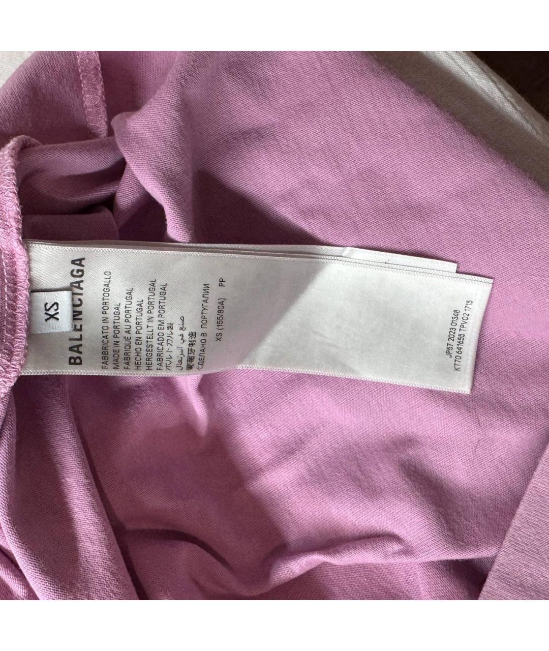 BALENCIAGA Розовая хлопковая футболка, фото 5