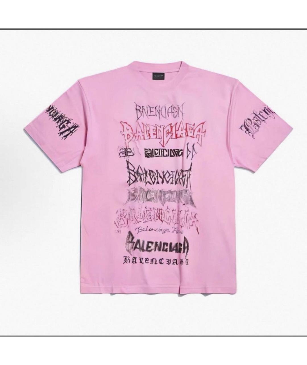 BALENCIAGA Розовая хлопковая футболка, фото 6