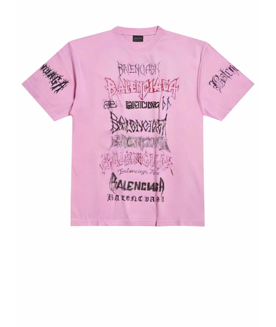 BALENCIAGA Розовая хлопковая футболка, фото 1