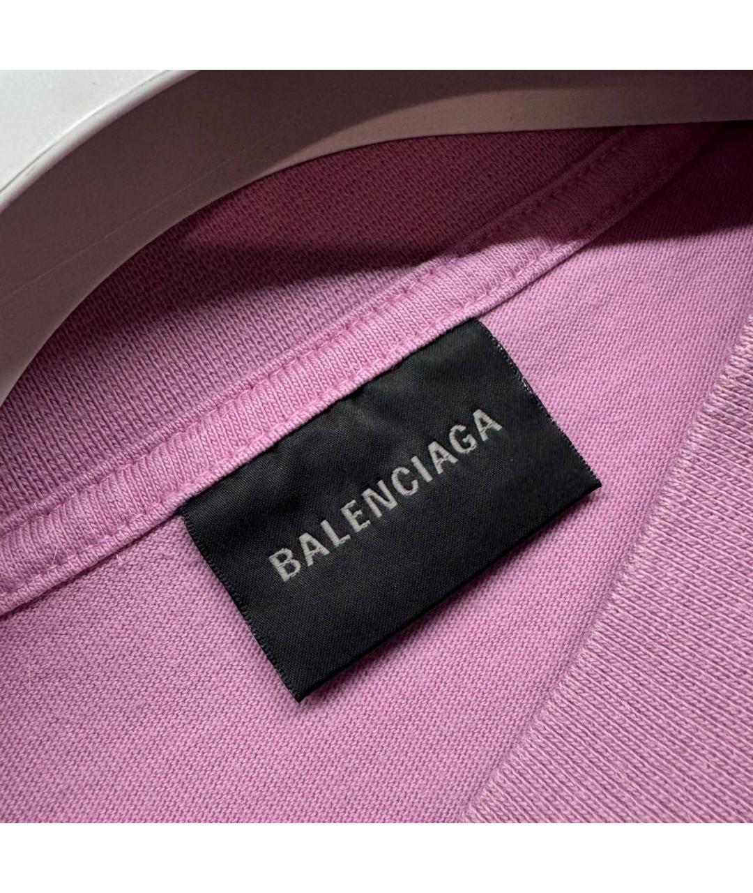 BALENCIAGA Розовая хлопковая футболка, фото 3