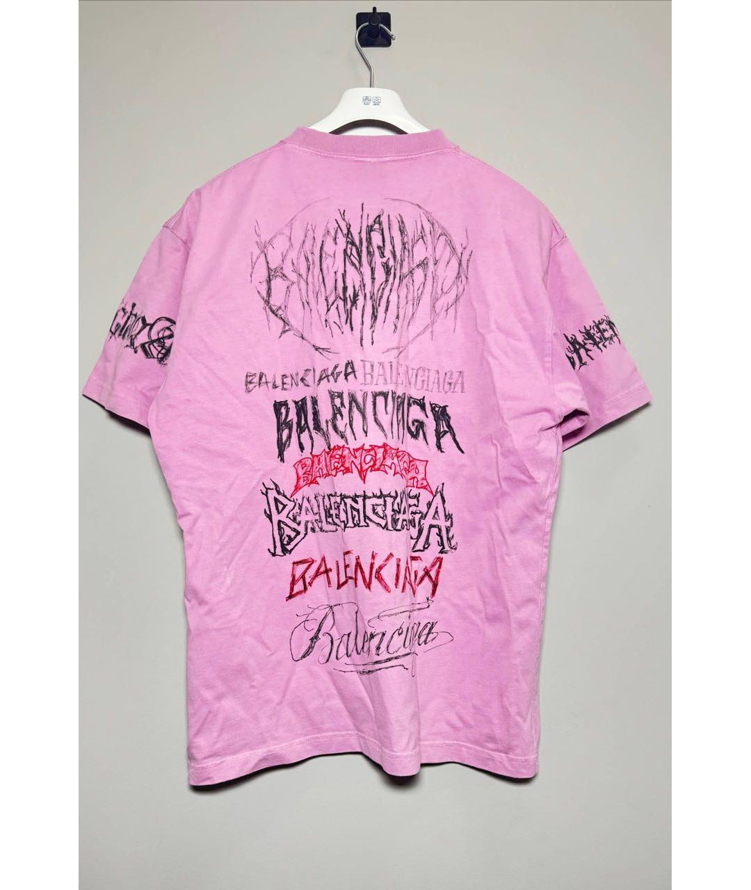 BALENCIAGA Розовая хлопковая футболка, фото 2