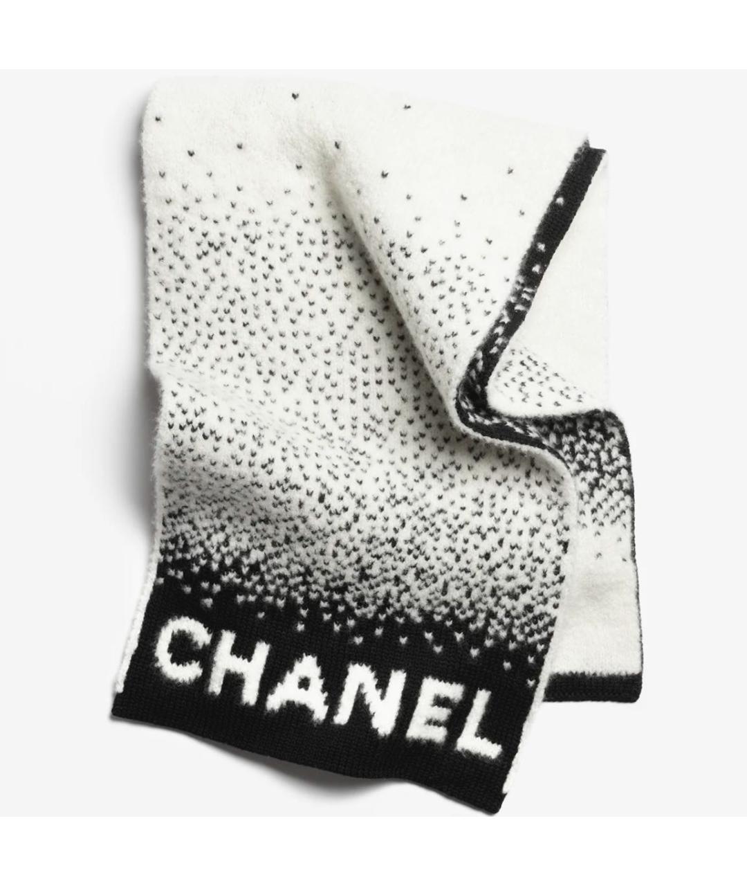 CHANEL Белый шерстяной шарф, фото 6