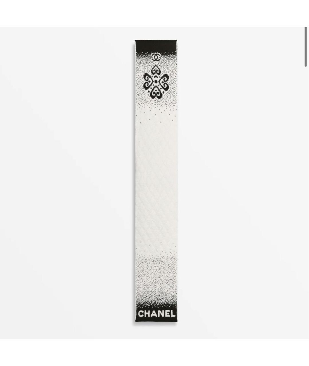 CHANEL Белый шерстяной шарф, фото 4