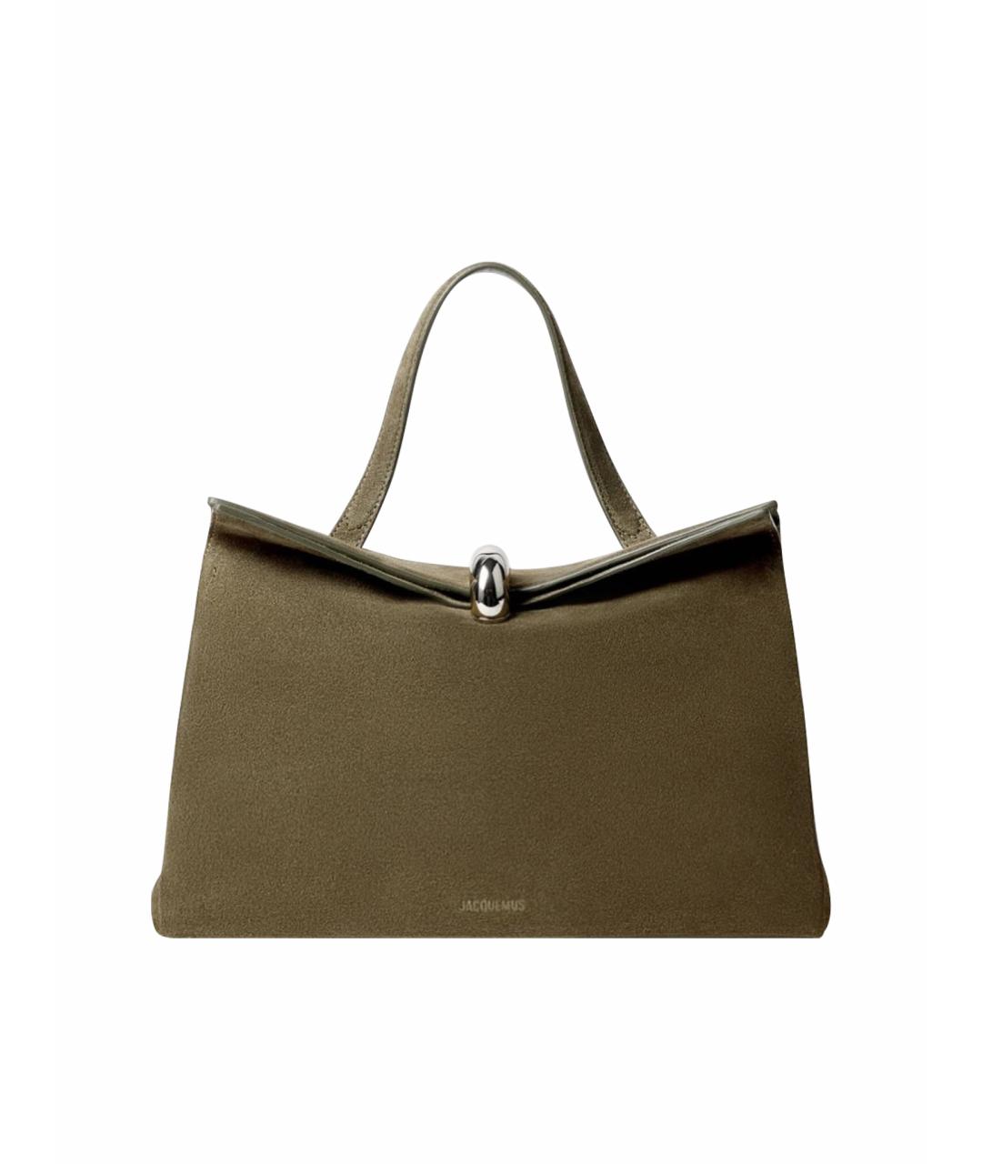 JACQUEMUS Хаки замшевая сумка тоут, фото 1
