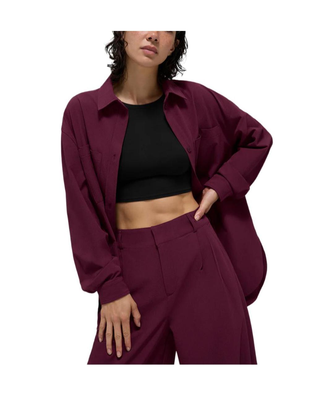 ALO YOGA Бордовая рубашка, фото 3