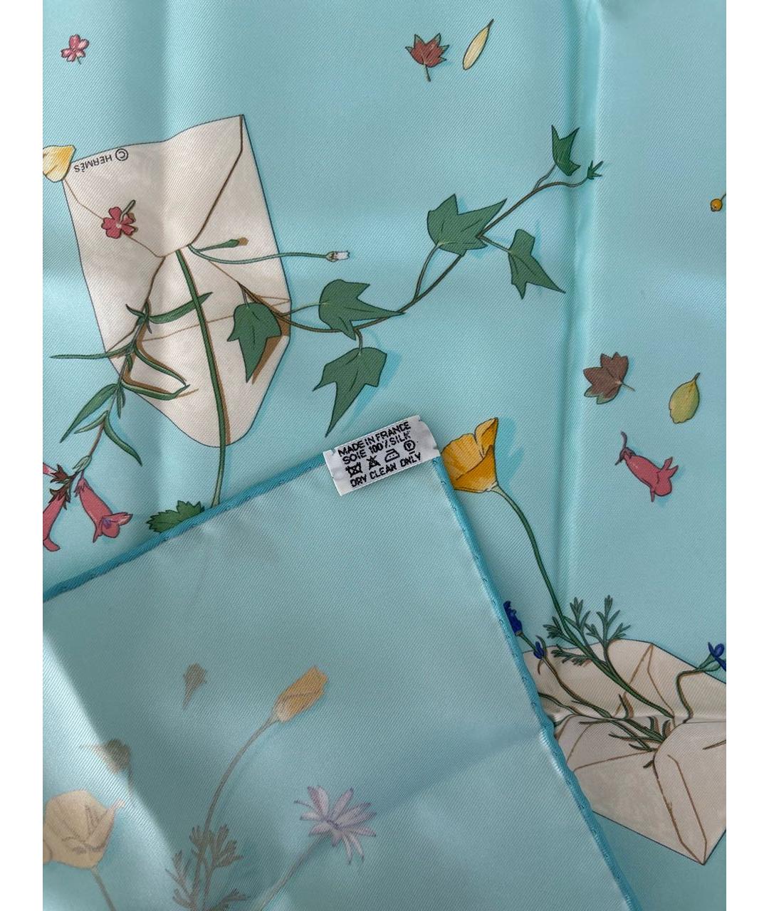 HERMES Голубой шелковый платок, фото 4