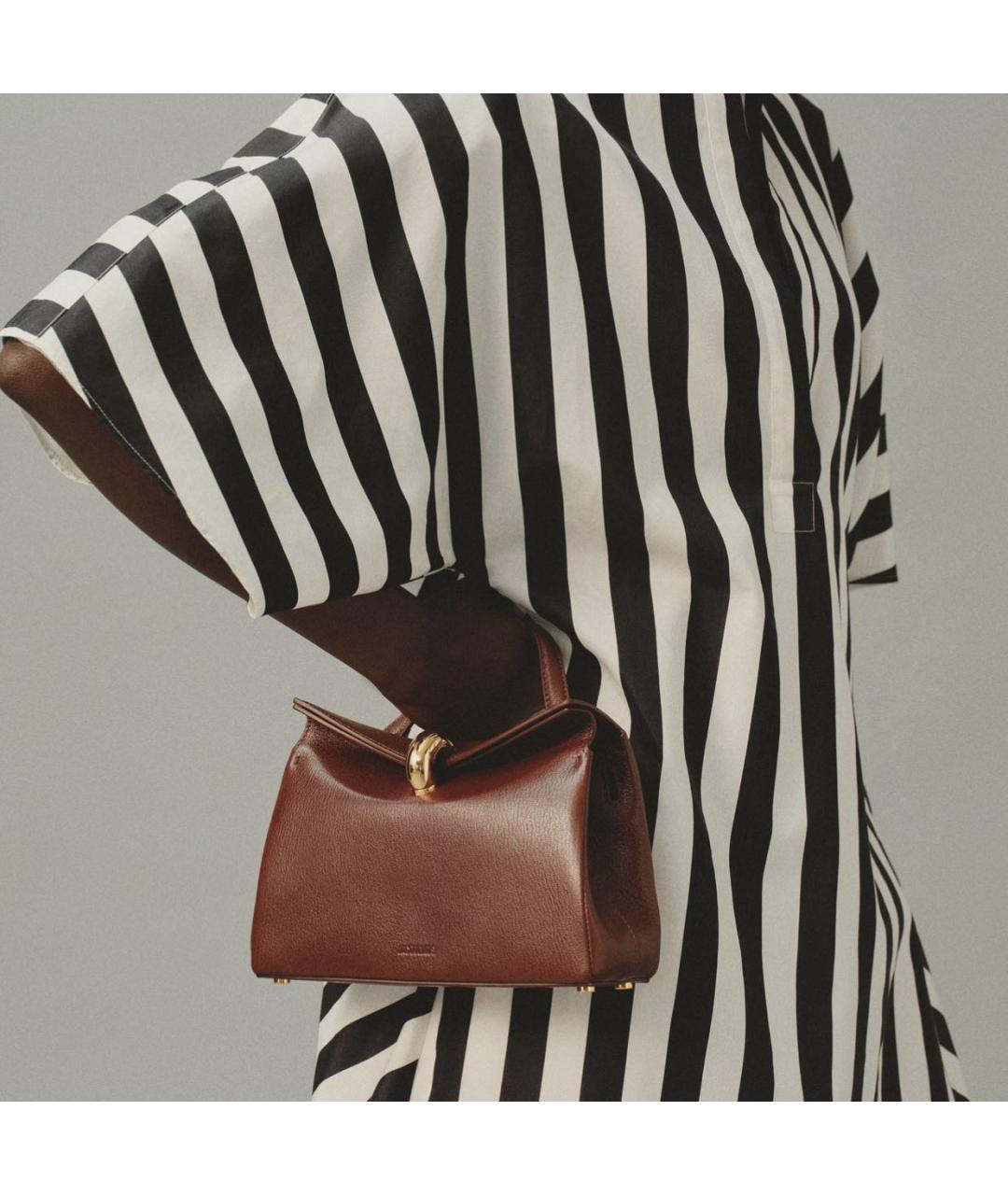 JACQUEMUS Коричневая кожаная сумка тоут, фото 2