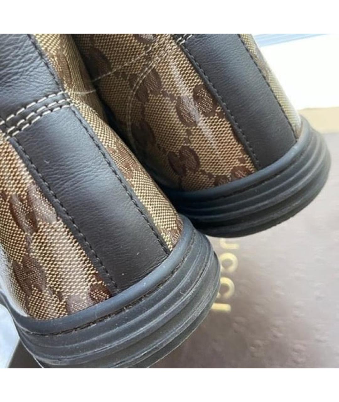 GUCCI Коричневые кожаные кеды, фото 5