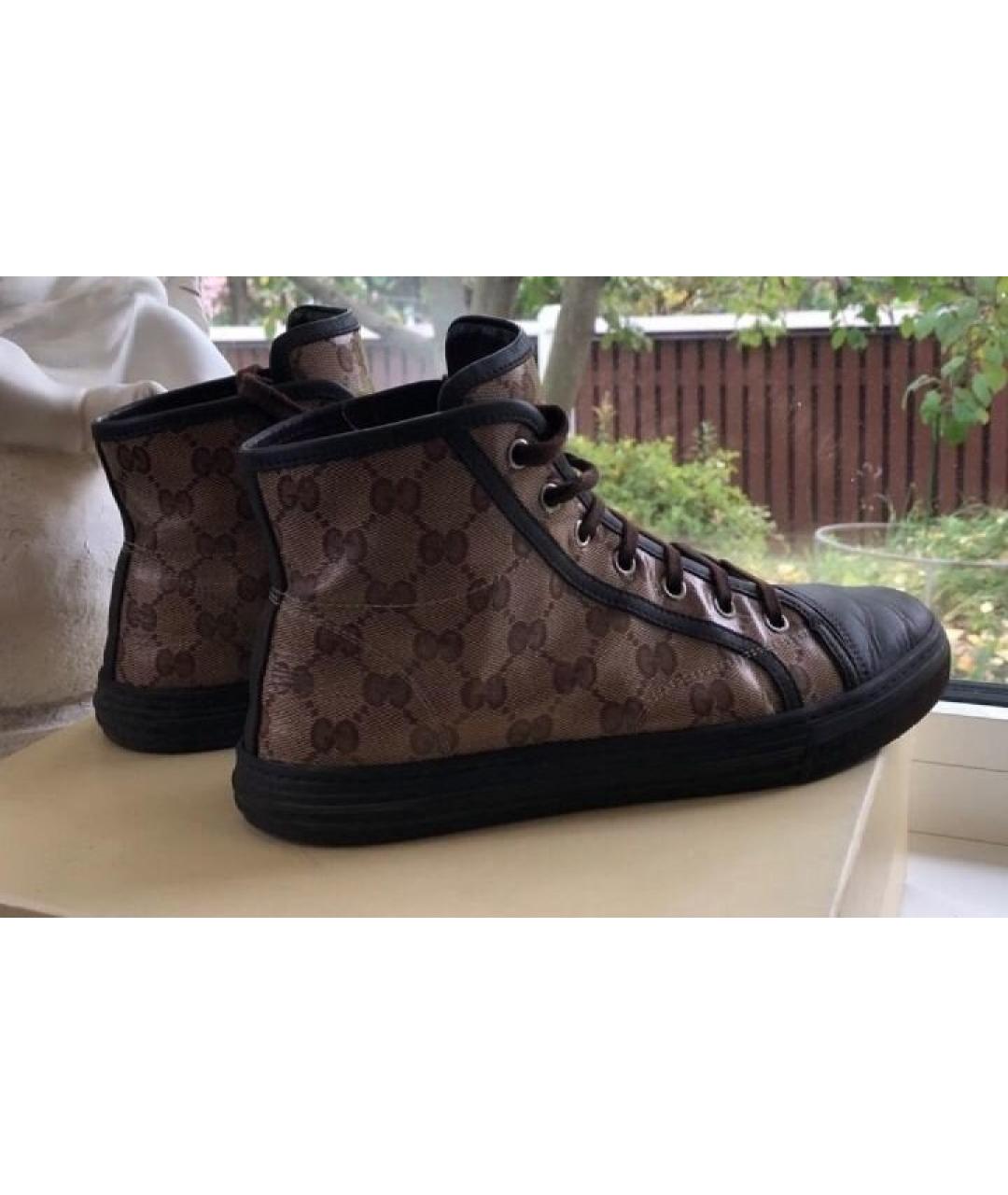 GUCCI Коричневые кожаные кеды, фото 8