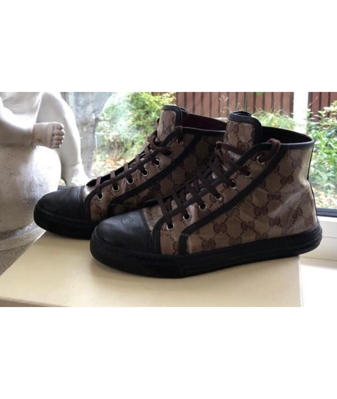 GUCCI Коричневые кожаные кеды, фото 3