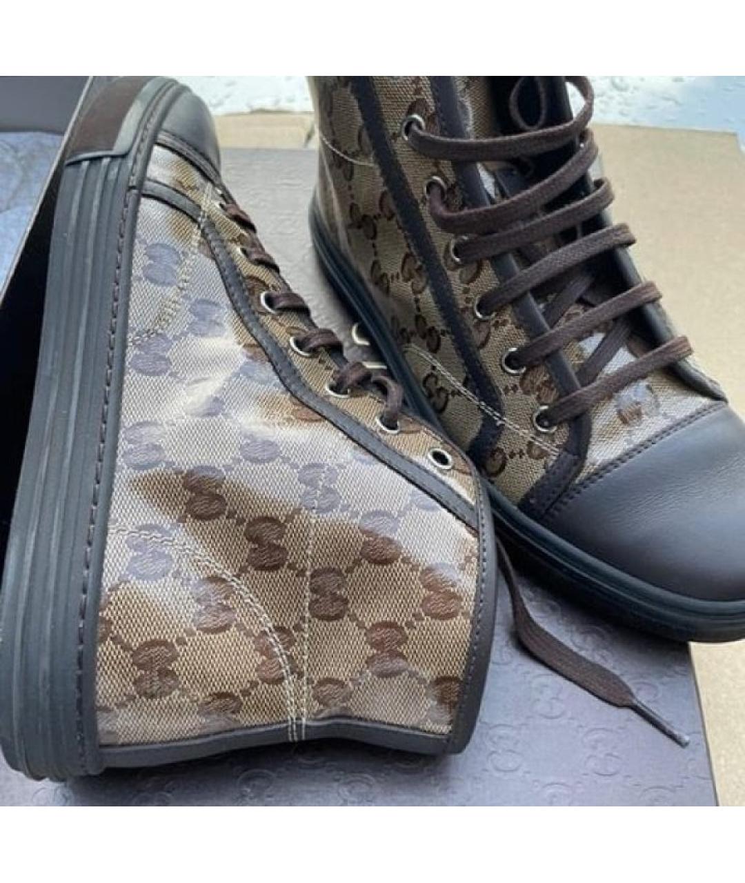 GUCCI Коричневые кожаные кеды, фото 4