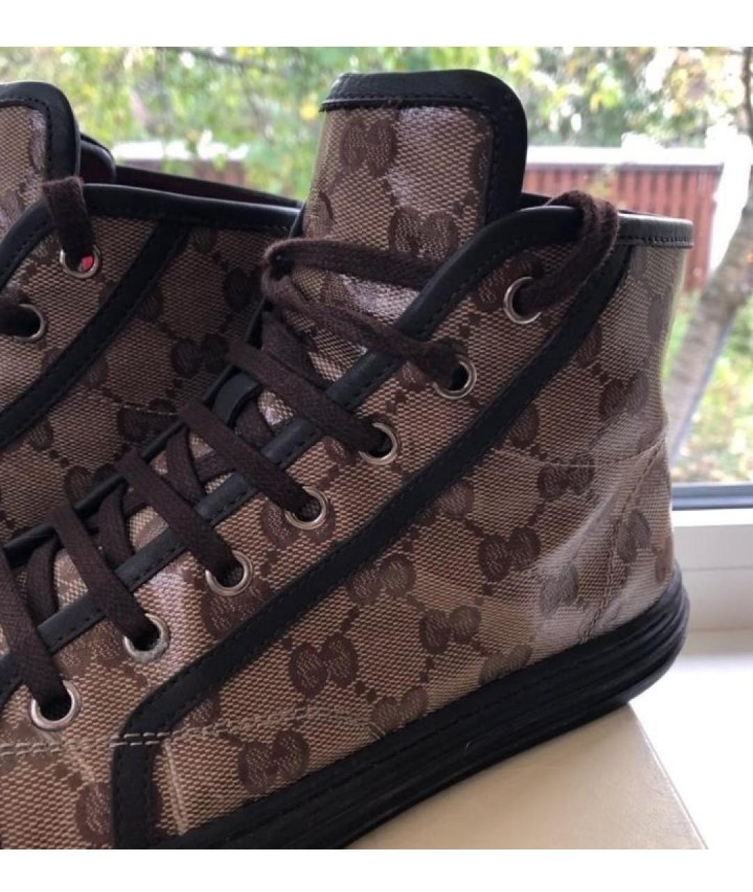 GUCCI Коричневые кожаные кеды, фото 9