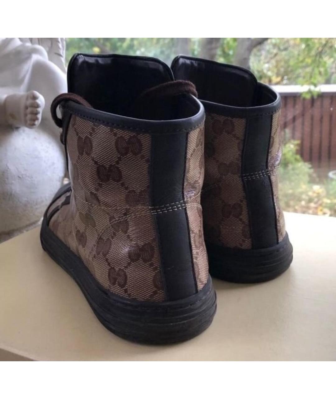 GUCCI Коричневые кожаные кеды, фото 6