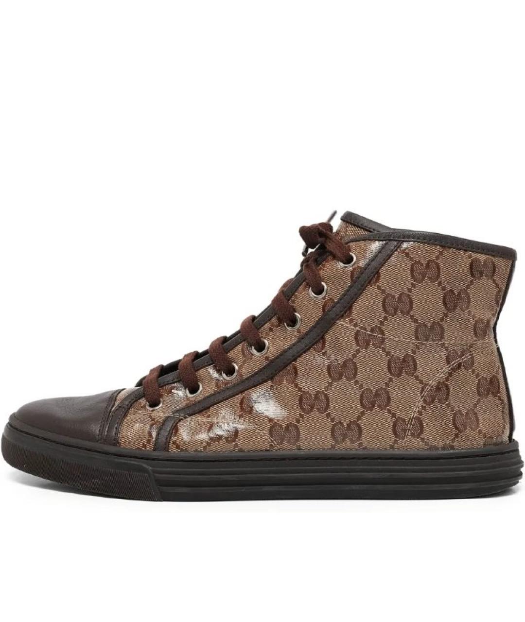 GUCCI Коричневые кожаные кеды, фото 10