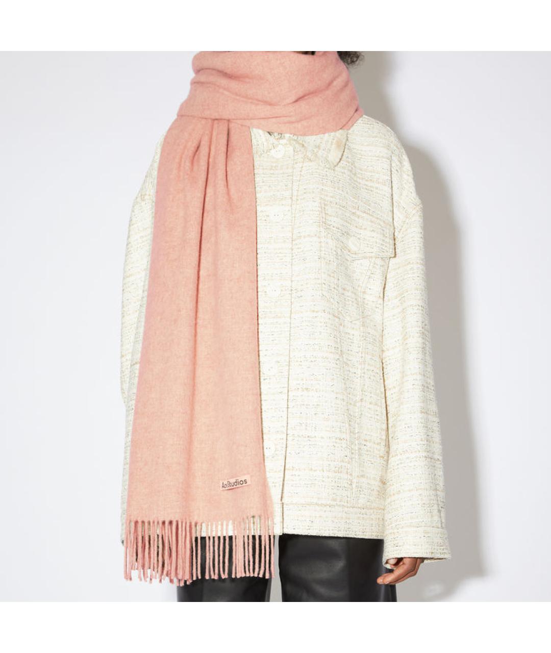ACNE STUDIOS Розовый шерстяной шарф, фото 3