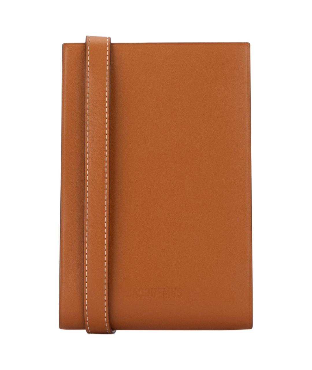 JACQUEMUS Коричневая кожаная папка для документов, фото 1